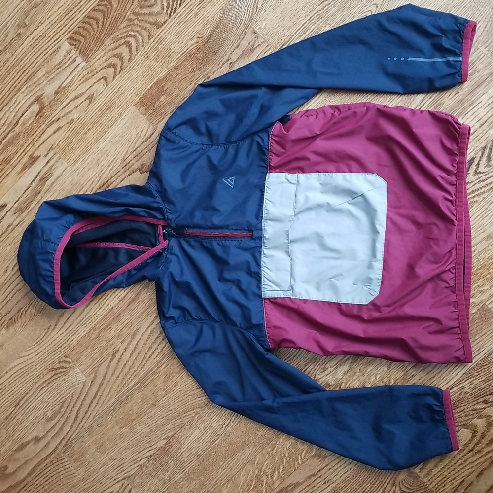 (M) Ripzone Youth Unisex Bicolor Pull Over Hooded Windbreaker Lightweight